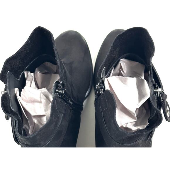 Paul Green Dallas Black Nubuck Bootie Distressed US8/UK5.5 Dual Zipper New $450 - Picture 11 of 14